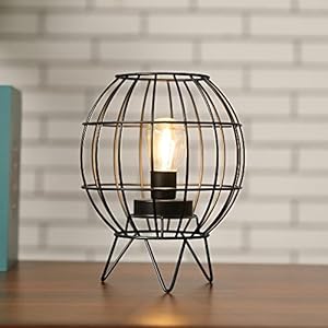 JHY DESIGN Bedlampje Batterij Aangedreven, Tafellamp LED Batterij Lamp met 6 Uur Timer-Side Bureaulamp met Voeten Kooi…