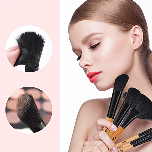 Make Up Brushes, Professional Burlywood Makeup Brush Kits Comfortable Fiber Hair 32 Piece Eye Shadow Eyebrow Kabuki Foundation Brush Rolling Bag Included #TOP4