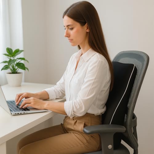 Image of Homerz Ergonomic Lumbar Support Cushion for Office Chair & Car Seat | Orthopedic Memory Foam Backrest for Long Sitting & Back Pain Relief (Line Back Seat)