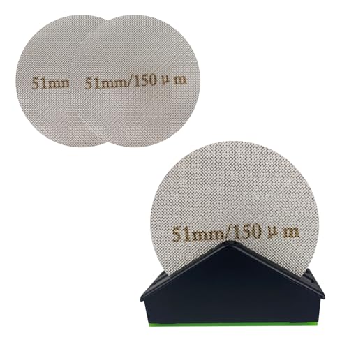 2 Packs 51mm Espresso Puck Screen with Stand, 316 Stainless Steel Reusable Coffee Filter, Durable for Barista & Home Machines, 1.7mm Thickness 150?m