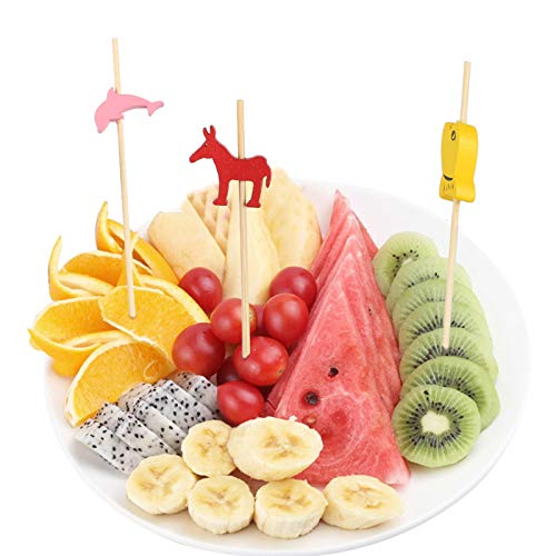 ManYee 200 Pcs Cocktail Picks Bamboo Cocktail Picks Toothpicks 4.72 Inch Fruit Kabob Skewers Sticks Food Sticks for Party Drink Fruit Dessert Appetizer