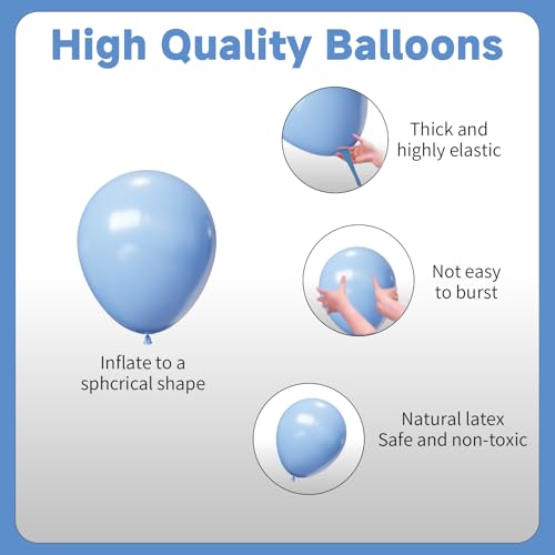 Image of Light Blue Balloons Arch Kit,130pcs Blue and White Balloon Garland,Different Sizes 18 12 10 5 Inch Baby Blue Latex Balloons for Birthday Wedding Baby Shower Graduation Blue Themed Party Decorations