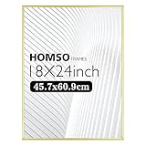 Homso 18x24 Gold Poster Frame, Thin Aluminum Picture Frame with Polished Plexiglass for Wall Mountin