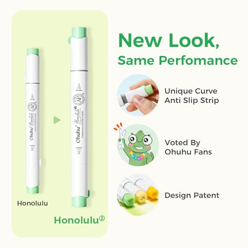 Ohuhu Alcohol Markers Brush and Chisel Tip: 48-Color Double Tipped Art Marker Set for Artist Adults Cozy Coloring Illustrations - Honolulu 2- Brush and Chisel Dual Tips- Refillable - AP Certificated