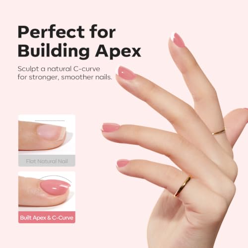 Image of modelones Builder Nail Gel, Nude Blush Berry Builder 8-in-One, Red Nude | Thickening Apex Building Strengthener Short Extension Rubber Color Base Gel Polish for Home DIY Salon GirlsLED Lamp Cured