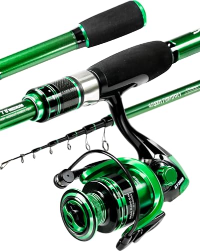Ghosthorn Fishing Rod and Reel Combo, Graphite Telescoping Fishing Pole Travel Compact Rod for Freshwater Saltwater Fishing Gifts for Men Women