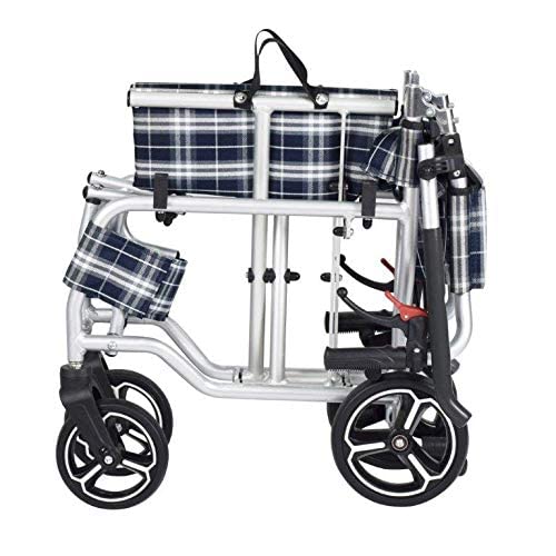 Healthline Wheelchair Transport Aluminum 19" Folding W/Flip Up Legrest And Carrying Bag (Only 18 Lbs) #TOP2