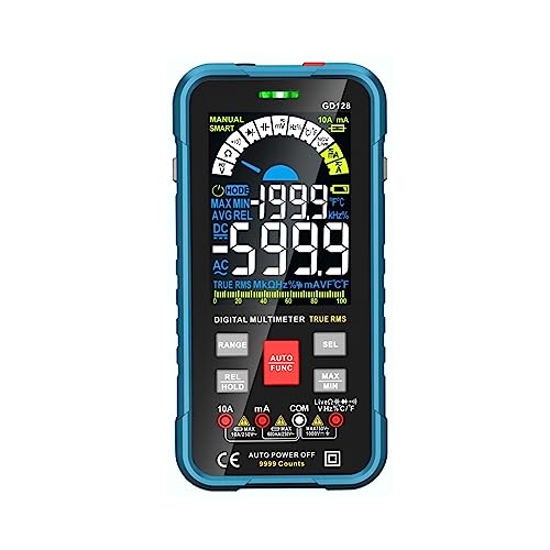 Multimètre numérique 9999 comptes avec voltmètre True RMS bleu