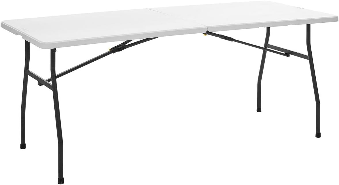 Living and More 6 Foot Fold-in-Half Table with Curve Legs, White