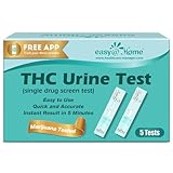 Easy@Home THC Drug Test Kit [5 Pack] - Marijuana Urine Drug Tests, Home Use Weed Detox 50ng/ml Cutoff Level Testing Kits, Single Panel THC Screening for Urine, #EDTH-114