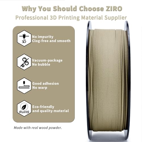 Image of ZIRO 1.75mm PLA Filament, Contain Real Wood Flour, 2.2lbs Hard Maple Wood