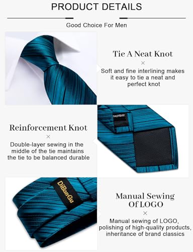Image of DiBanGu Mens Solid Color Tie and Pocket Square Set Woven Silk Plain Necktie & Handkerchief for Men Wedding Party Formal