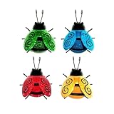 Artkingdome 4Pack Cute Metal Beetle Wall Decor, Wall Sculpture, Outdoor Hanging Wall Art, Flower Hanging Decorations for wall, Garden Fence, Backyard, Patio, Bedroom, Living Room