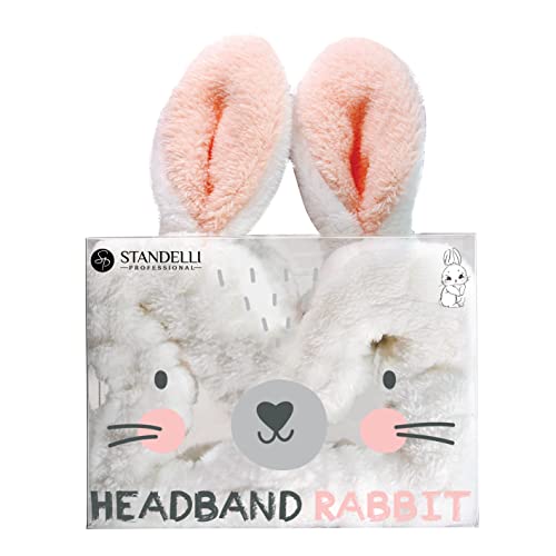 Standelli - Stirnband mit Kaninchen Ohren, Kopfband Kosmetik, Spa Haarband für Mädchen und Damen, Haarschutzband, Rabbit Headband mit Bunny Ears Cover