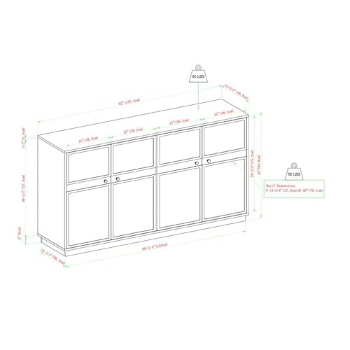 Walker Edison Alden Versatile 4 Door Framed-Storage-Sideboard, 62 Inch, Birch #TOP2