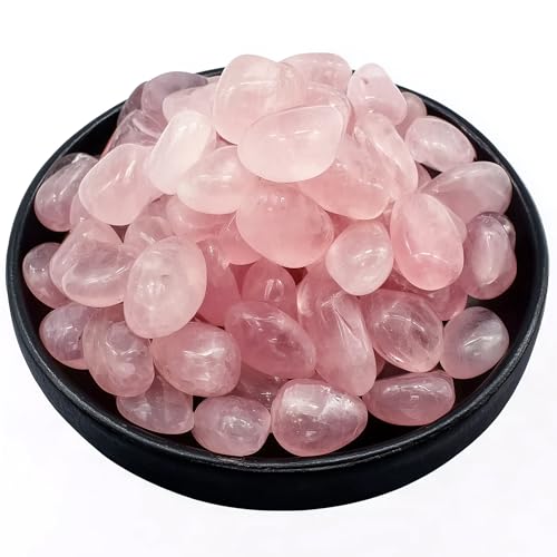 Image of Polished Stone Set Rose Quartz Crystals, Handpicked Tumbled Gemstones Rocks, Pebbles for Reiki, Chakra, Healing, Home Decor 0.6 inch Inches 7 Ounces