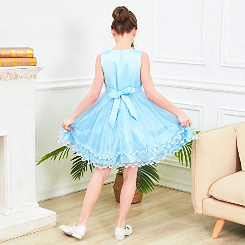 Image of Sunny Fashion Girls Dress Shinning Sequins Beige Tulle Layers Wedding Pageant
