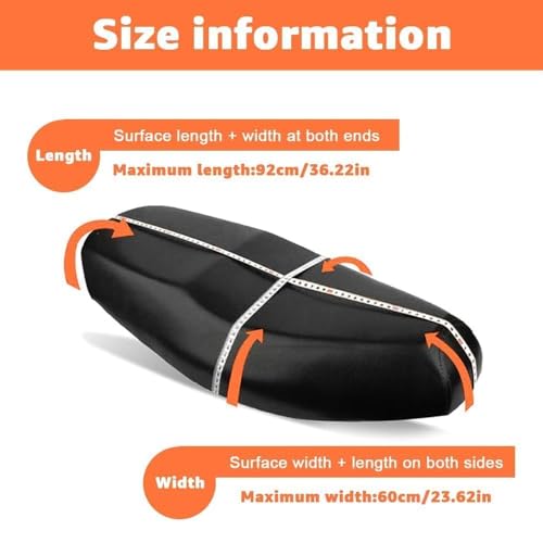 Casenly Motorrad Sitzbankbezug, Oxfordtuch Sitz Motorradbezug, Schwarz Wasserdichter Sitzbezüge für Motorrad, Staubkissenbezug Schutz mit Gummiband für Roller Moped Sitzbezug, 60x92cm