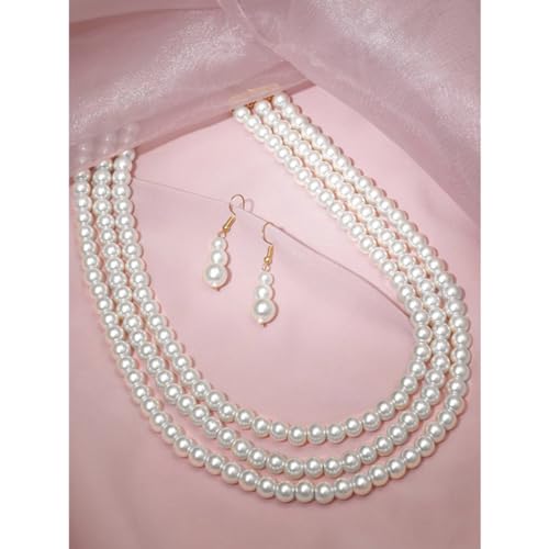 Image of Rubans Pearl Necklace Set Traditional Statement Jewellery Gift for Women & Girls