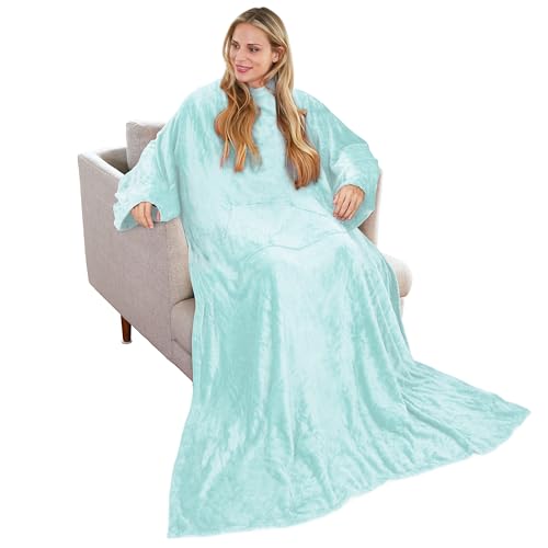Catalonia Classy Coperta indossabile con Maniche Regalo per Adulti Donne Uomini, Extra Caldo Pile Leggero Accogliente Coperta Corpo, TV Avvolgere Coperta di Lancio con Tasca