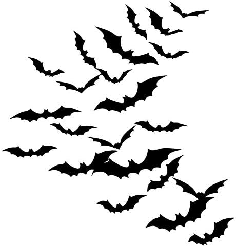 Boao 144 Pieces Halloween Scary Plastic 3D Bats Wall Decals Stickers, DIY Halloween Party Supplies PVC 3D Decorative Scary Bats, Window Decor Party Supplies Decoration (Black)