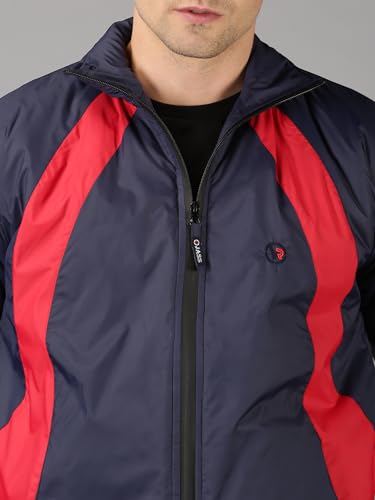 Image of VROJASS Men VROJASS Jackets for Men Stylish Puffer Winter Jacket For Men Standard Length Jacket Man Full Sleeves Bomber Jackets for Man Navy With Red Solid Jacket