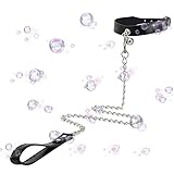 WreGmgg Cuero Negro Yoga Cuello De Fitness con CordóN, Accesorios De Juego De rol De La Piel PU Ajustable - D15