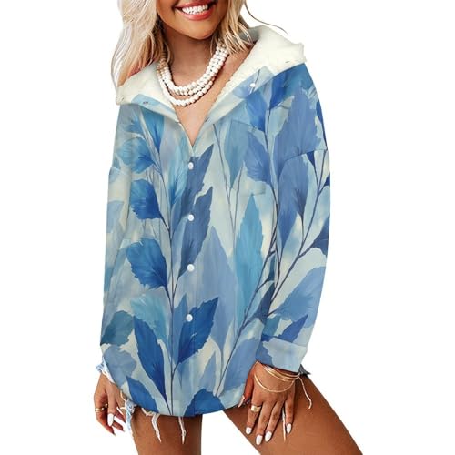 Manteaux polaire femme veste peluche chaude hoodies sweatshirt bleu