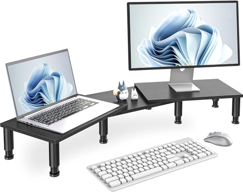 AX WABER Dual Monitor Stand with Adjustable Height and Storage