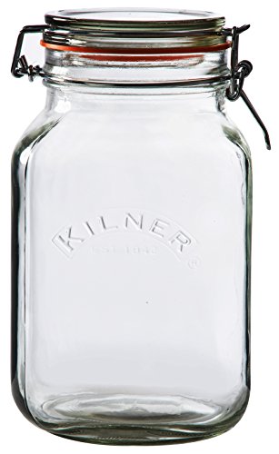 Preisvergleich Produktbild KILNER Bügelverschluss Glas / 2 L / Quadratisch / Vorratsgläser mit Deckel luftdicht / mit Gummidichtung / Glas mit Deckel für Gewürze oder Gemüse / Spülmaschinengeeignet