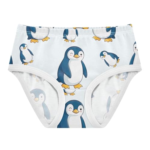 Cute Cartoon Penguins Blue White Cute Panties Girl Toddlers Underwear Floral Cotton Aesthetic Briefs Kids Undies 2t