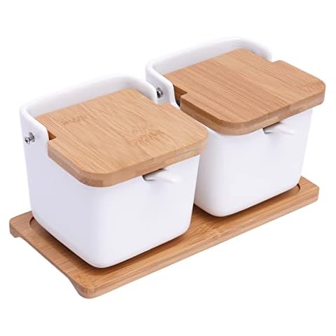 Tarros de cerámica para especias con tapa y cuchara Cover