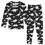 ODAWA White Dinosaur Black Fall Clothes 3T Baby Boy Girl Footless 2 Piece Set