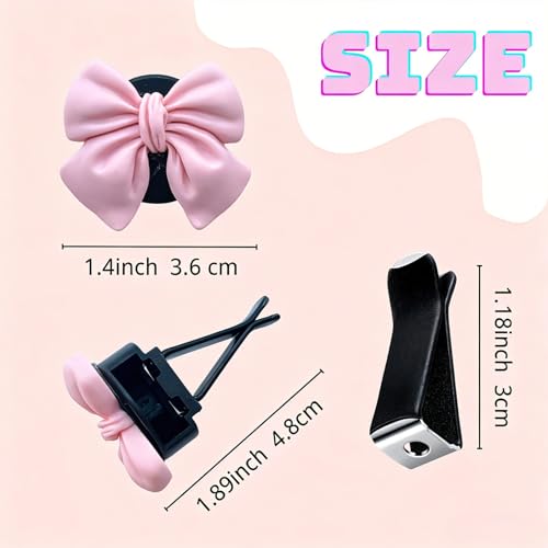 Image of 6 pcs Pink Bow Car Air Vent Clips Coquette Cute Girly Car Decor Accessories Interior Aesthetic Decorations Charm Stuff for Women Girl