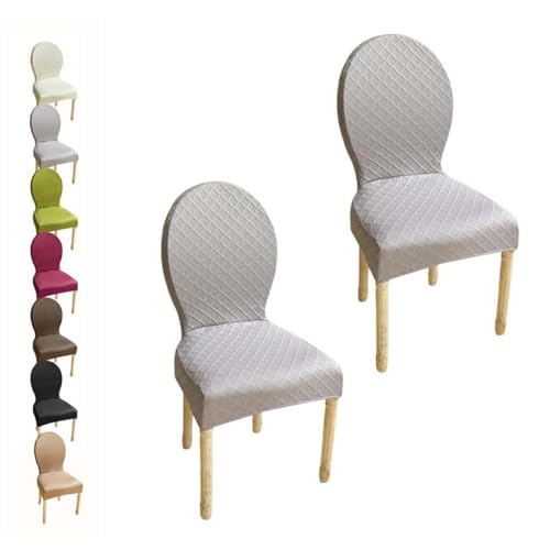 HHONGWYT Housse de Chaise Dossier Rond Lot de 4/6/2 Housse de Chaise en Pieds Bois Salle à Manger Ovale Petit/Grand Housse Protection Chaise, Couverture...