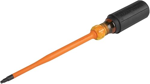 Klein Tools 6946INS 1000V Slim Tip Insulated Screwdriver, Made in USA, Screwdriver with 6-Inch Round Shank, #2 Square Tip, Cushion Grip Handle