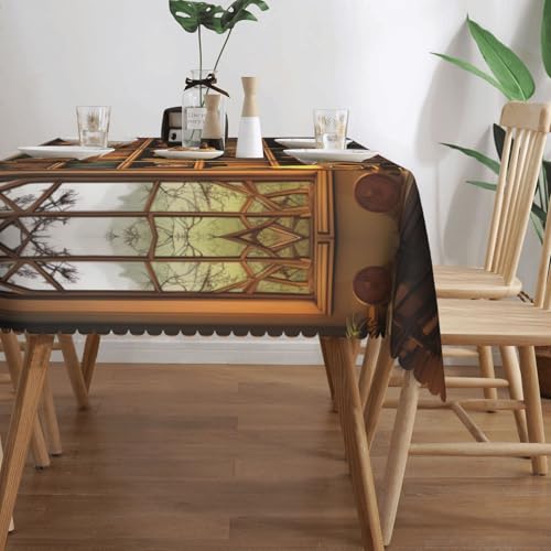 Nappe rectangulaire rétro imprimée lavable pour table de jardin - 4