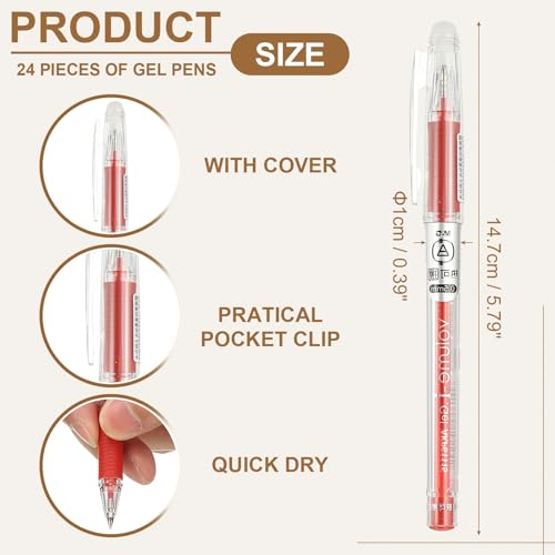 PATIKIL Bolígrafo Borrable Tinta Roja 0.5mm Pack 24 miniatura 2