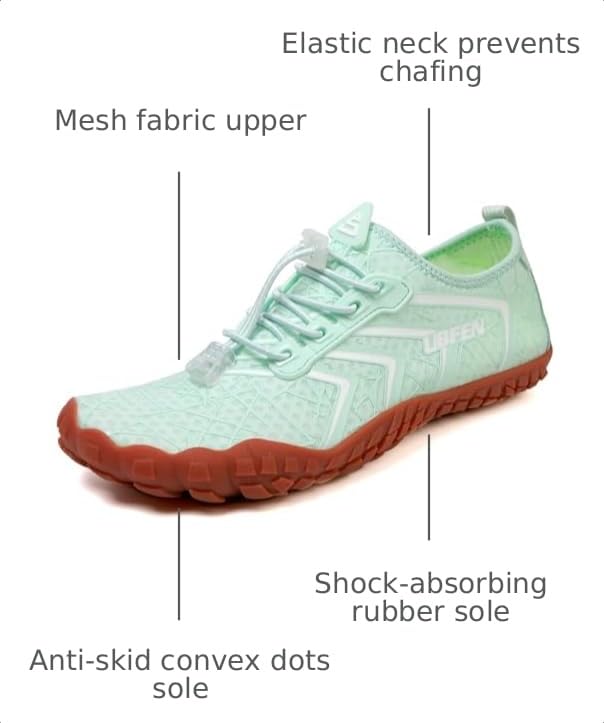 Image of UBFEN Water Shoes for Men Women Quick Dry Swim Aqua Socks | Lightweight Barefoot-style Fit, Rubber Sole, Hiking, Fishing, Kayaking, Beach, Pool, Boating, Diving And Water-to-land Wear
