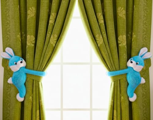 Image of Tickles 2 Pcs Rabbit Soft Plush Toy Curtain Tiebacks Holder Clip for Children Living Room Decoration Accessories Window Curtain Decoration (Size: 28 cm Color: Sky Blue)