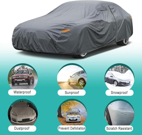 Image of GUNHYI 16 Layers Car Cover Waterproof All Weather, Heavy Duty Outdoor Car Cover Universal Fit Sedan Coupe Chevrolet Caprice, Buick Roadmaster /Riviera, Ford Crown Victoria, Cadillac DTS etc.