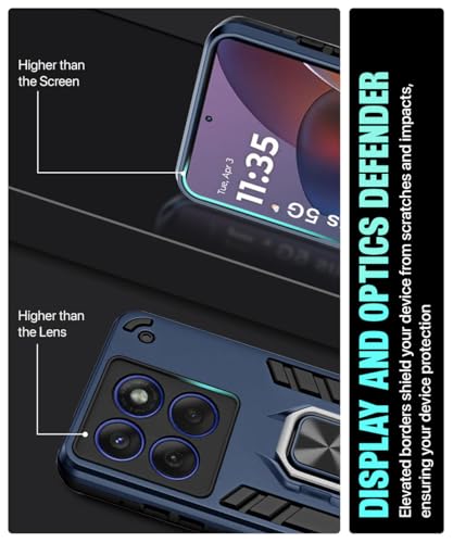 Image of WOW IMAGINE Shock Proof Back Case Mobile Cover for Motorola Moto Edge 60 Stylus 5G | Back Cover Case (Tough Armor | Hybrid PC + TPU | Ring Holder & in-Built Kickstand | Blue)