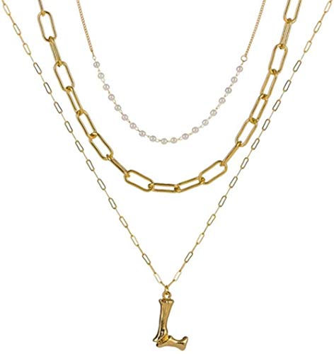 Preisvergleich Produktbild Halskette Charm Multi-Layer Letter Az Goldene Halskette