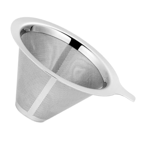 UKCOCO Filtre à Café Inox Réutilisable Mesh Double Filtre Permanent sans Papier pour Préparation Manuelle Écologique et Facile à Nettoyer Adapté Maison et Bureau