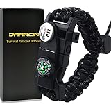 daarcin Survival Paracord Bracelet,Fire Starter,SOS Light, Compass, Whistle, Adjustable AK87 20 in 1,Stocking Stuffers,Perfect for Kids and Men to Outdoor Hiking Fishing Hunting Camping Gear Set