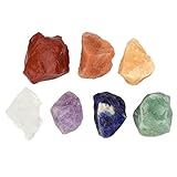 PESOENTH 7 Chakra Rough Worry Stones Anxiety Raw Crystals Healing Set Irregular Palm Pocket Rock...