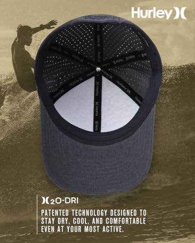 Image of Hurley Mens Trucker Hat - Curved Brim H2O Dri Summer Fitted Baseball Cap for Men with Mesh Back