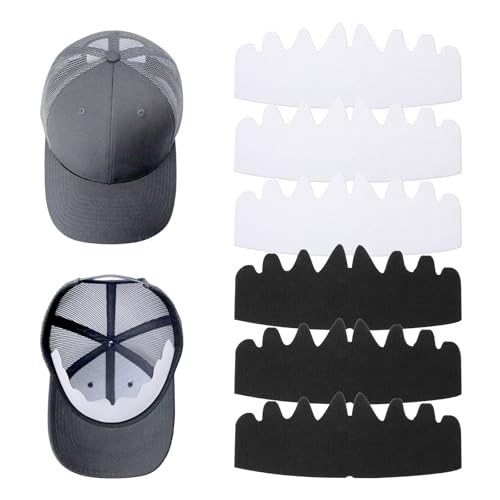 YUXIANLB 6 Pcs Black & White Baseball Cap Inserts Felt Hat Shapers Sweat Liners Brim Shapers for Snapback & Fitted Caps Adult Unisex Small 22-23 Inch Head Circumference