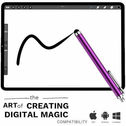 iAccessories Universal Capacitive Stylus Pen Compatible with All Touch Screens Devices Mobile Phones Android Tablet iOS Windows Smartphones - Pack of 10 | Purple