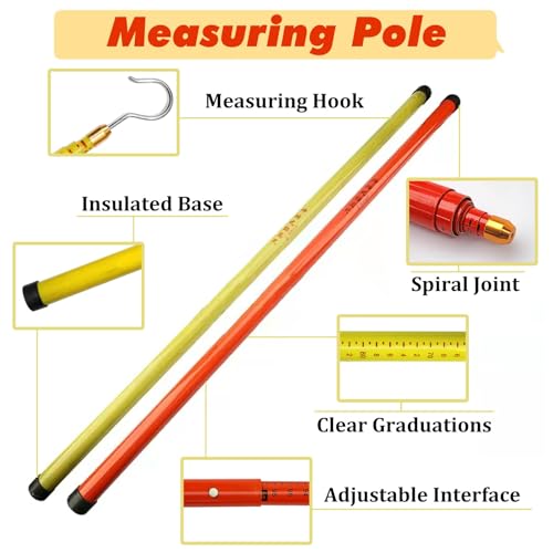 High Voltage Epoxy Resin Height Measuring Pole Stick for Linemen & Telecom Workers - 19.7ft/6m with Durable Carrying Bag (Yellow) - Essential Surveying Equipment